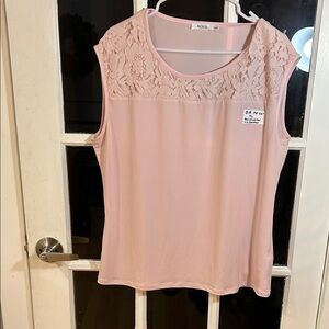 B18.    Ricki's Blush Pink Lace Yoke Sleeveless Tank